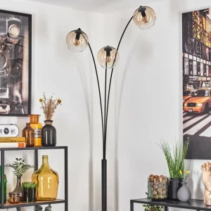 hofstein Koyoto Lampadaire Noir, 3 lumières* Lampes En Verre