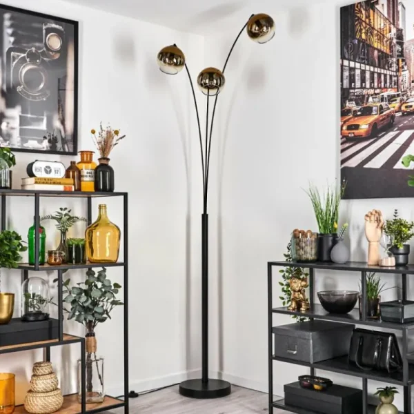 hofstein Koyoto Lampadaire Noir, 3 lumières* Lampes En Verre