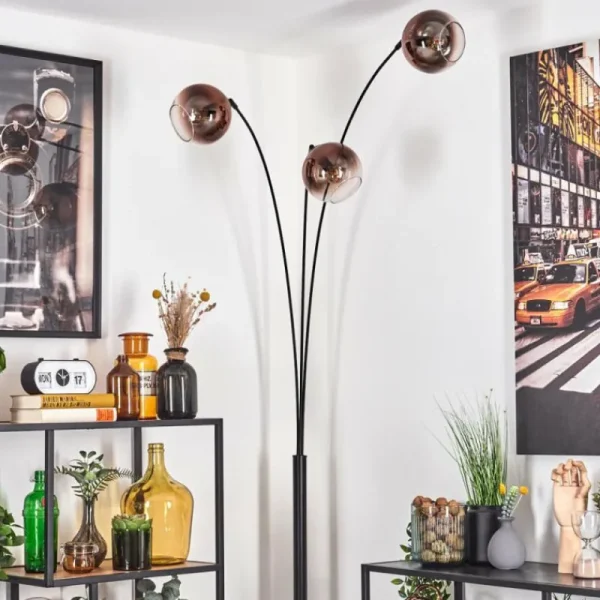 hofstein Koyoto Lampadaire Noir, 3 lumières* Lampes En Verre