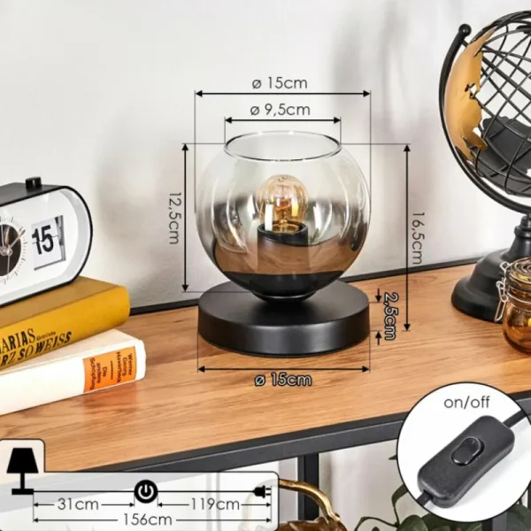 hofstein Koyoto Lampe à poser 15 cm Clair, Fumé, 1 lumière* Lampes Modernes
