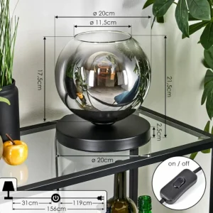 hofstein Koyoto Lampe à poser 20 cm Clair, Fumé, 1 lumière* Lampes Modernes