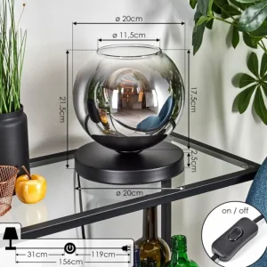 hofstein Koyoto Lampe à poser 20 cm Chrome, Clair, 1 lumière* Lampes En Verre