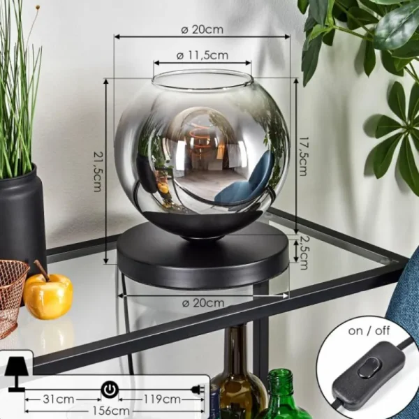 hofstein Koyoto Lampe à poser 20 cm Chrome, Clair, 1 lumière* Lampes En Verre