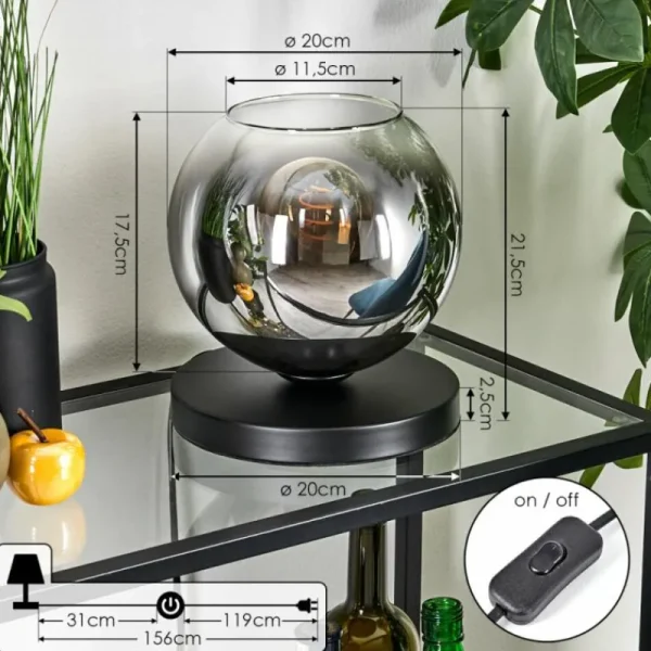 hofstein Koyoto Lampe à poser 20 cm Clair, Fumé, 1 lumière* Lampes Modernes
