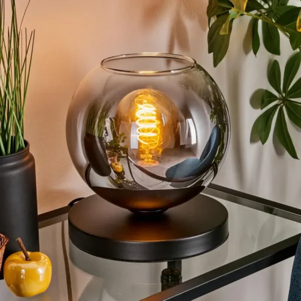 hofstein Koyoto Lampe à poser 20 cm Chrome, Clair, 1 lumière* Lampes En Verre