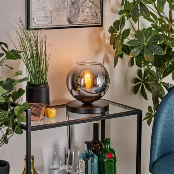 hofstein Koyoto Lampe à poser 20 cm Chrome, Clair, 1 lumière* Lampes En Verre