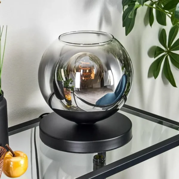 hofstein Koyoto Lampe à poser 20 cm Chrome, Clair, 1 lumière* Lampes En Verre