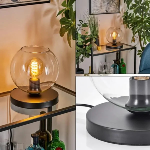 hofstein Koyoto Lampe à poser 20 cm Noir, 1 lumière* Lampes En Verre