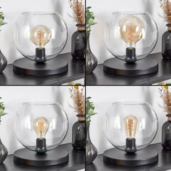 hofstein Koyoto Lampe à poser 25 cm Noir, 1 lumière* Lampes En Verre