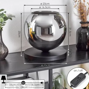 hofstein Koyoto Lampe à poser 25 cm Noir, 1 lumière* Lampes En Verre
