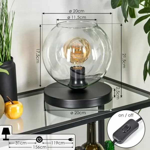 hofstein Koyoto Lampe à poser 20 cm Noir, 1 lumière* Lampes En Verre
