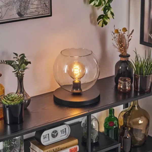 hofstein Koyoto Lampe à poser 25 cm Noir, 1 lumière* Lampes En Verre