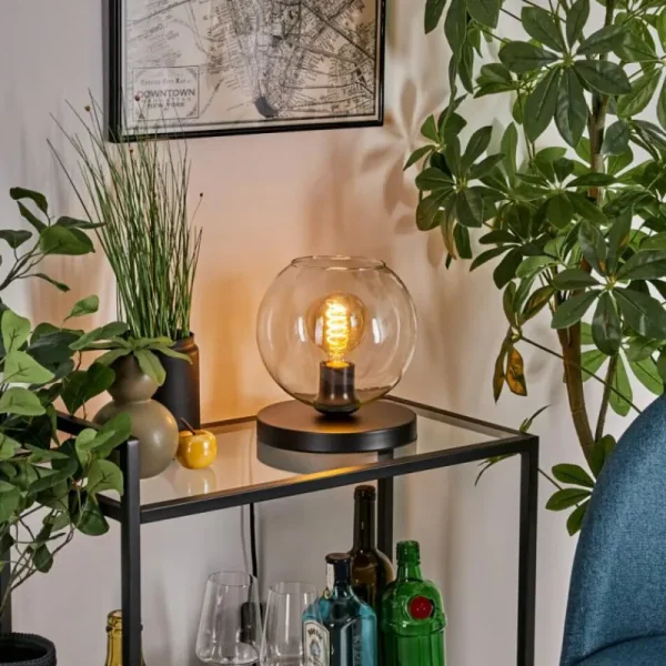 hofstein Koyoto Lampe à poser 20 cm Noir, 1 lumière* Lampes En Verre