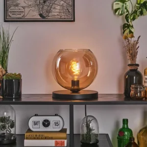 hofstein Koyoto Lampe à poser 25 cm Noir, 1 lumière* Lampes En Verre