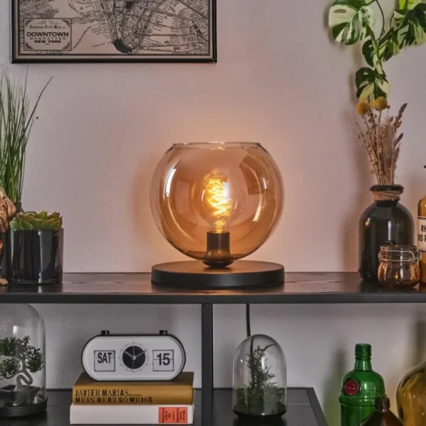 hofstein Koyoto Lampe à poser 25 cm Noir, 1 lumière* Lampes En Verre