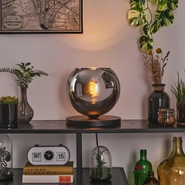 hofstein Koyoto Lampe à poser 25 cm Noir, 1 lumière* Lampes En Verre