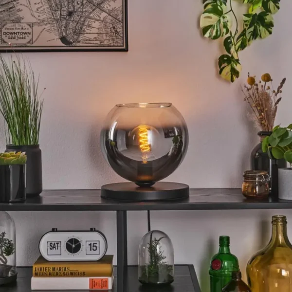 hofstein Koyoto Lampe à poser 25 cm Noir, 1 lumière* Lampes En Verre