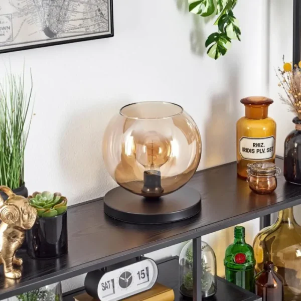 hofstein Koyoto Lampe à poser 25 cm Noir, 1 lumière* Lampes En Verre
