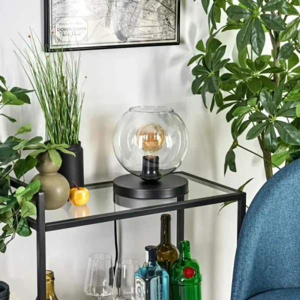 hofstein Koyoto Lampe à poser 20 cm Noir, 1 lumière* Lampes En Verre