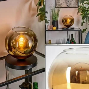 hofstein Koyoto Lampe à poser 20 cm Or, Clair, 1 lumière* Lampes En Verre