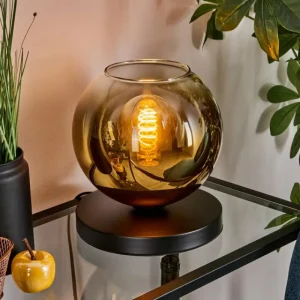 hofstein Koyoto Lampe à poser 20 cm Or, Clair, 1 lumière* Lampes En Verre