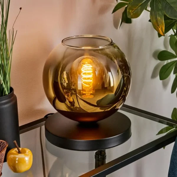 hofstein Koyoto Lampe à poser 20 cm Or, Clair, 1 lumière* Lampes En Verre