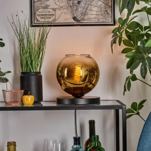 hofstein Koyoto Lampe à poser 20 cm Or, Clair, 1 lumière* Lampes En Verre