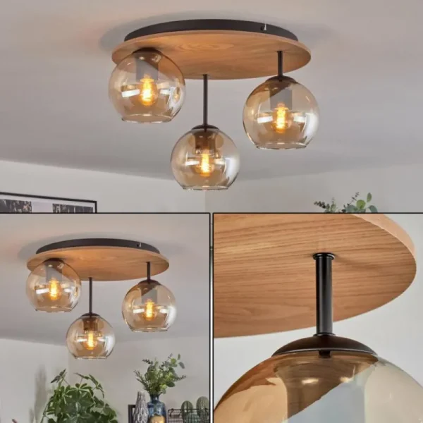 hofstein Koyoto Plafonnier, Boule lumineuse Écru, Noir, 3 lumières* Lampes Modernes