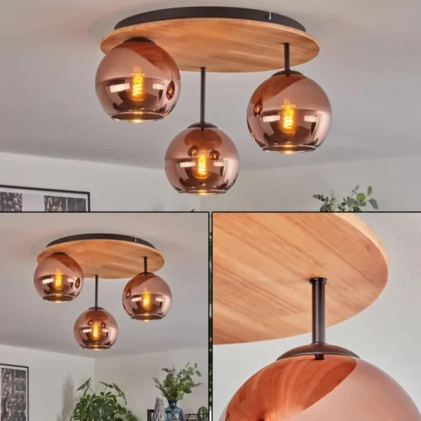 hofstein Koyoto Plafonnier, Boule lumineuse Écru, Noir, 3 lumières* Lampes Modernes