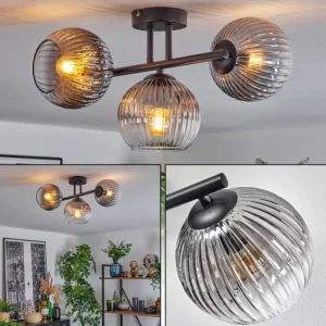 hofstein Koyoto Plafonnier, Boule lumineuse Clair, Fumé, 3 lumières* Lampes Modernes