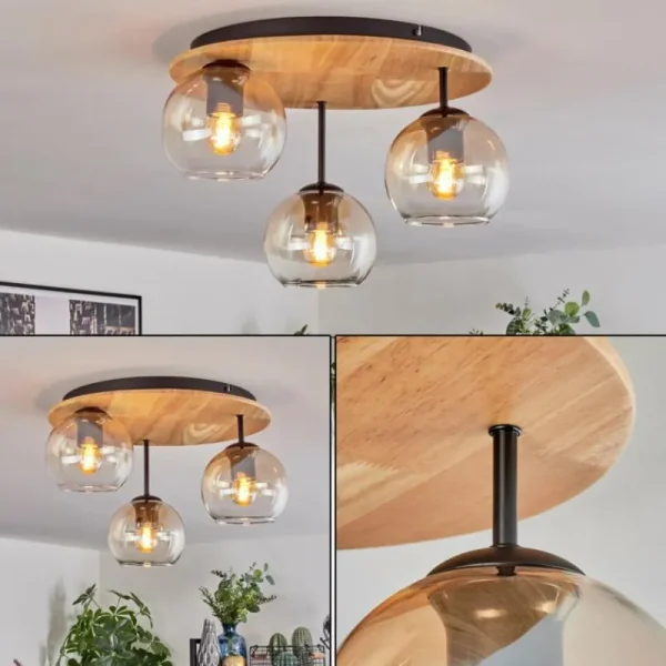 hofstein Koyoto Plafonnier, Boule lumineuse Écru, Noir, 3 lumières* Lampes Modernes