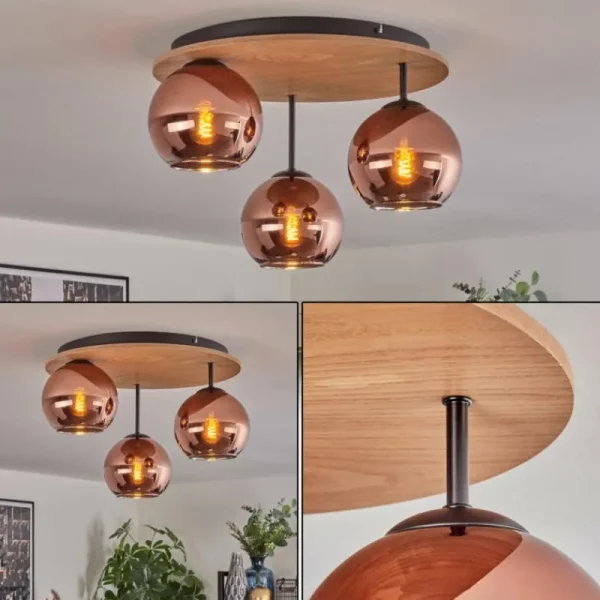 hofstein Koyoto Plafonnier, Boule lumineuse Écru, Noir, 3 lumières* Lampes Modernes