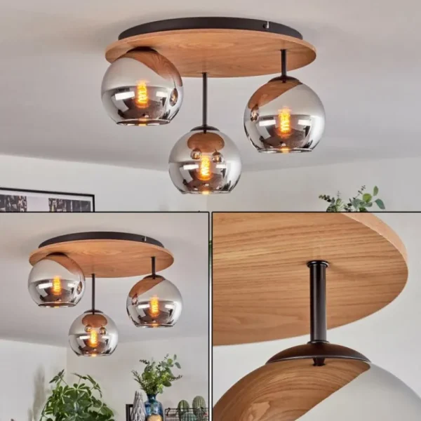 hofstein Koyoto Plafonnier, Boule lumineuse Écru, Noir, 3 lumières* Lampes Modernes