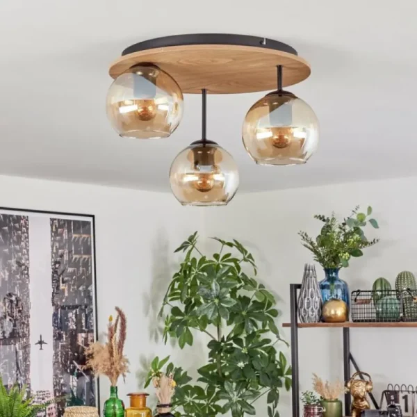 hofstein Koyoto Plafonnier, Boule lumineuse Écru, Noir, 3 lumières* Lampes Modernes