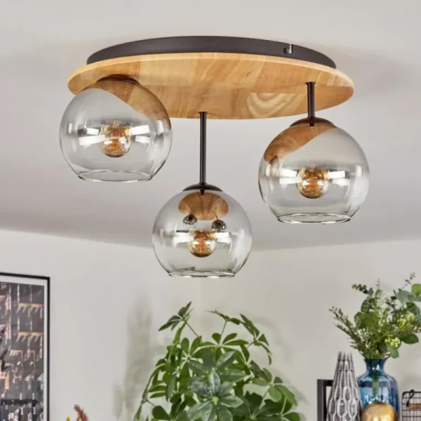 hofstein Koyoto Plafonnier, Boule lumineuse 40 cm Écru, Noir, 3 lumières* Lampes Modernes