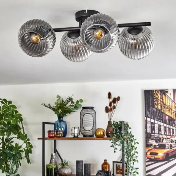 hofstein Koyoto Plafonnier, Boule lumineuse Clair, Fumé, 4 lumières* Lampes Modernes