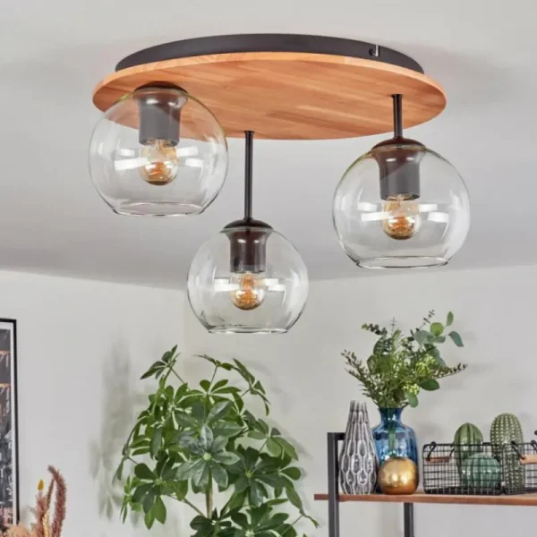 hofstein Koyoto Plafonnier, Boule lumineuse 40 cm Écru, Noir, 3 lumières* Lampes Modernes