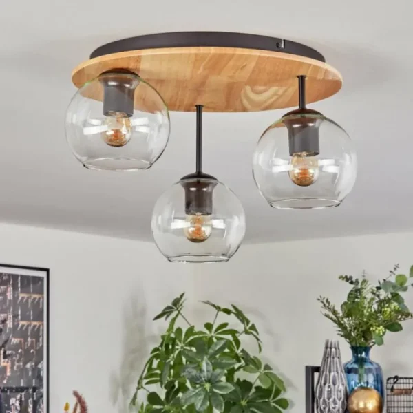 hofstein Koyoto Plafonnier, Boule lumineuse 40 cm Écru, Noir, 3 lumières* Lampes Modernes