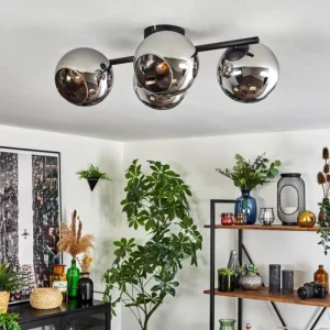 hofstein Koyoto Plafonnier, Boule lumineuse Chrome, Fumé, 4 lumières* Lampes Modernes