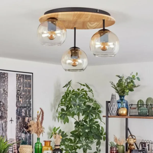 hofstein Koyoto Plafonnier, Boule lumineuse Écru, Noir, 3 lumières* Lampes Modernes