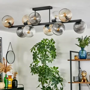 hofstein Koyoto Plafonnier, Boule lumineuse Ambre, Clair, Fumé, 10 lumières* Lampes Modernes
