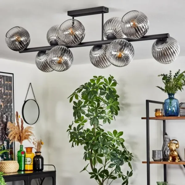 hofstein Koyoto Plafonnier, Boule lumineuse Clair, Fumé, 10 lumières* Lampes Modernes