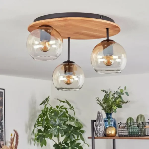 hofstein Koyoto Plafonnier, Boule lumineuse Écru, Noir, 3 lumières* Lampes Modernes