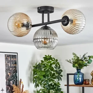 hofstein Koyoto Plafonnier, Boule lumineuse Ambre, Clair, Fumé, 3 lumières* Lampes Modernes