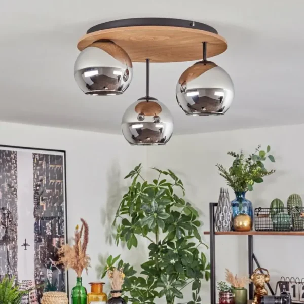 hofstein Koyoto Plafonnier, Boule lumineuse Écru, Noir, 3 lumières* Lampes Modernes