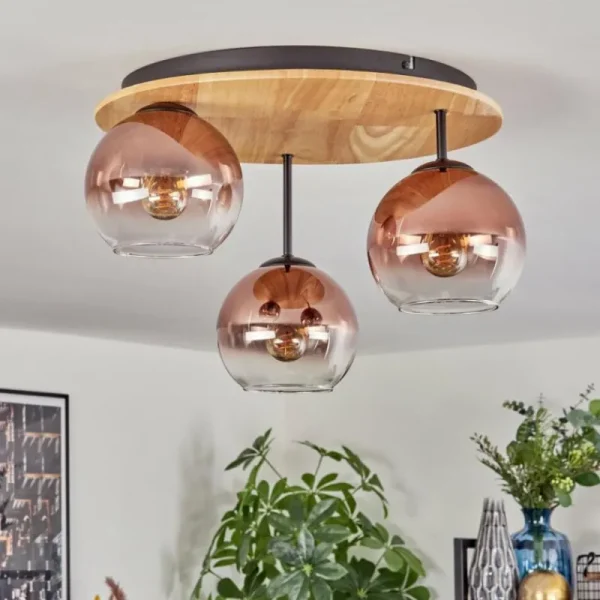 hofstein Koyoto Plafonnier, Boule lumineuse 40 cm Écru, Noir, 3 lumières* Lampes Modernes