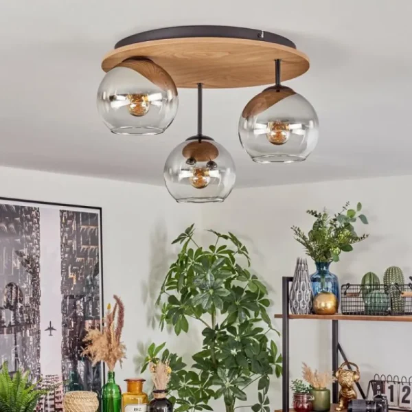 hofstein Koyoto Plafonnier, Boule lumineuse Écru, Noir, 3 lumières* Lampes Modernes