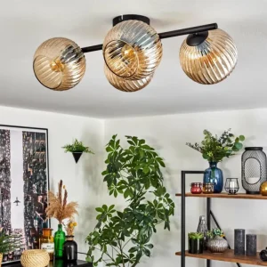 hofstein Koyoto Plafonnier, Boule lumineuse Ambre, 4 lumières* Lampes Modernes