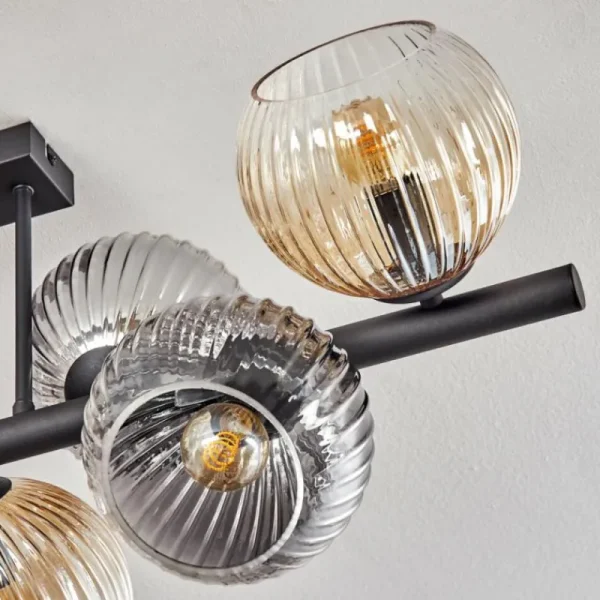 hofstein Koyoto Plafonnier, Boule lumineuse Ambre, Clair, Fumé, 8 lumières* Lampes Modernes