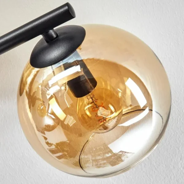 hofstein Koyoto Plafonnier, Boule lumineuse Ambre, Chrome, Fumé, 3 lumières* Lampes Modernes